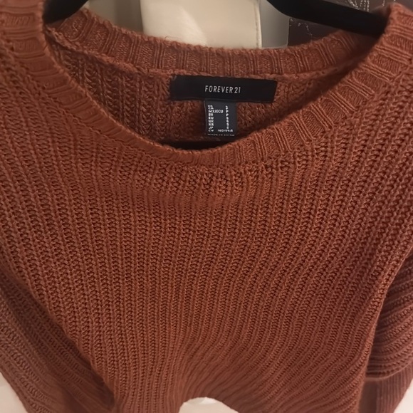 Forever 21 Brown Crew Neck Sweater with Ribbed Knit - Picture 2 of 2